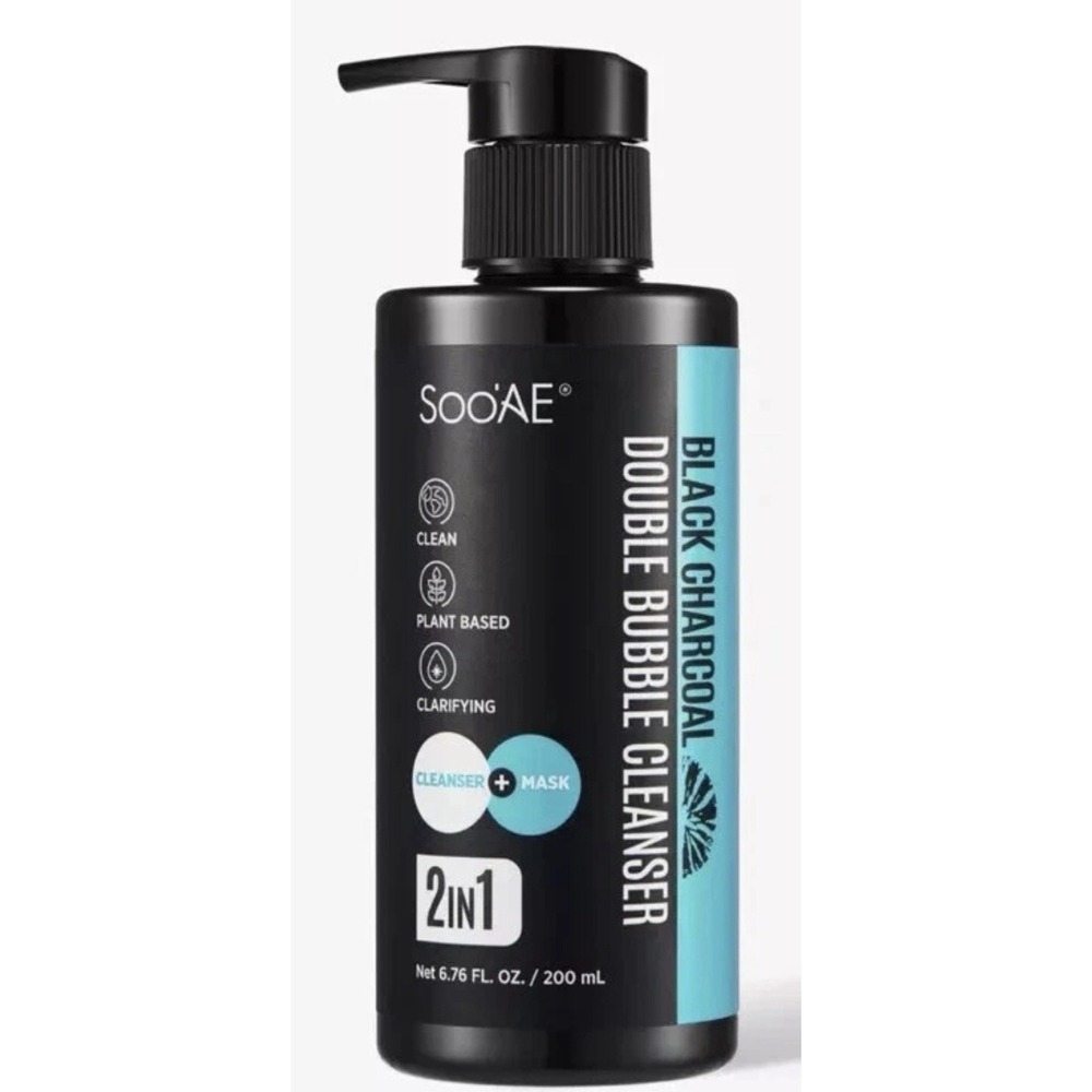 Soo'AE Purifying Black Charcoal Double 2in1 Bubble Face Cleanser + Mask 6.76oz